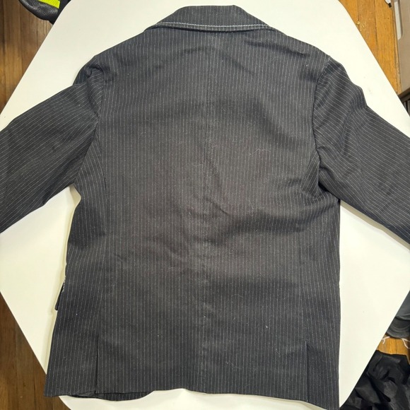 Energie Years Size 10 Black Pinstripe Blazer Jacket Silver Lined Club New York - Picture 6 of 9
